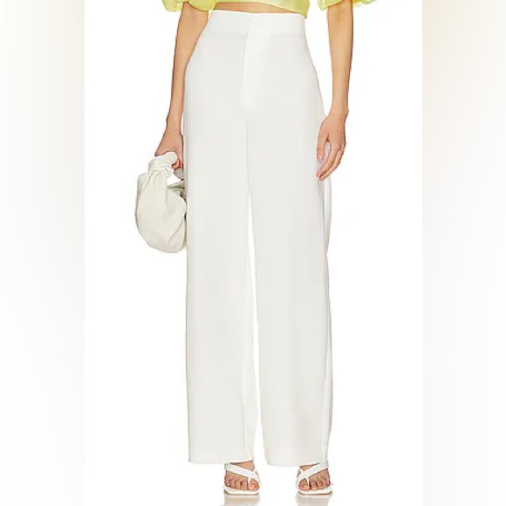 Anna Mid Waist Tailored Pant In Orchid White XL